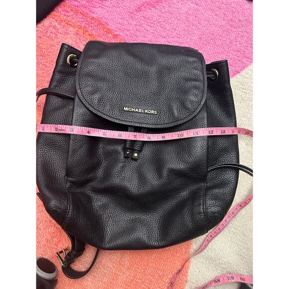 Michael Kors Backpack Riley Pebble Leather Drawstring Bag Black (35S8GRLB7L) - Picture 16 of 16